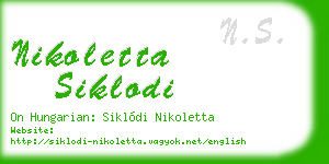 nikoletta siklodi business card